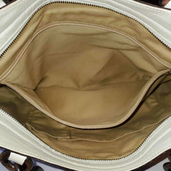 SALVATORE FERRAGAMO White Leather & Wood Satchel - Picture 6 of 8